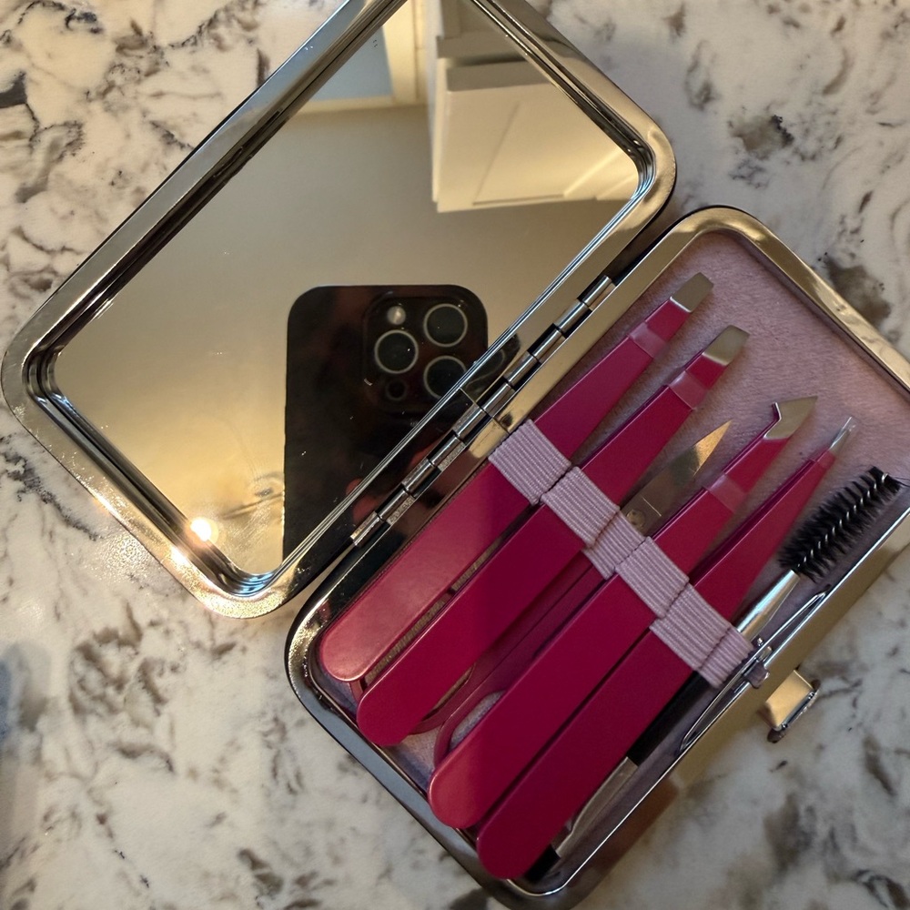 The Only Facial Tweezer Kit, Makeup Tools, and Compact Mirror
